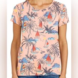 FRESH PRODUCE VINTAGE SAILBOAT Scoop Neck Tee Top Sz M Blush Pink
